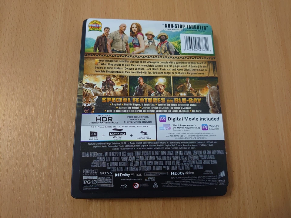 Jumanji: Welcome to the Jungle 4K UHD Blu-ray SteelBook US import RARE OOP. - Image 2 of 4