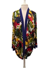 Attitudes By Renee Purple Floral Open Front Kimono Jacket 2X