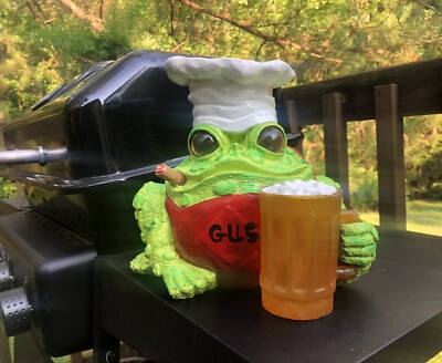 Vintage Frog Figurine Whimsical Statue for Bar-B-Que Named Gus 8  Tall
