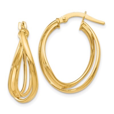 Echte 14kt Gelbgold polierte Twist Creolen