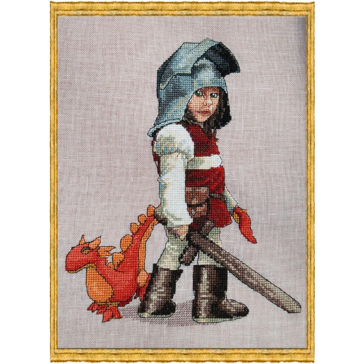 Nimue counted cross stitch kit ""Little Knight"", 120K, 27x27cm, DIY