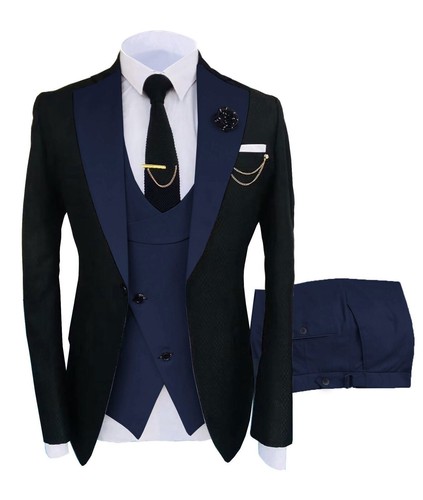 Moda Para hombres Traje Formal Conjunto de 3 Piezas Blazer+Chaleco+Pantalones Fiesta Boda Disfraz - Imagen 26 de 37