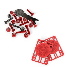 Independent Trucks Skateboard Hardware 1" Black/Red + Tool + Red Indy Risers