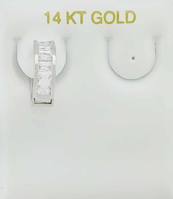LAB CREATED 0,50 kt WEISSE SAPHIRE einzelner HUGGIE-OHRRING 14 K WEISSGOLD - neu mit Etikett