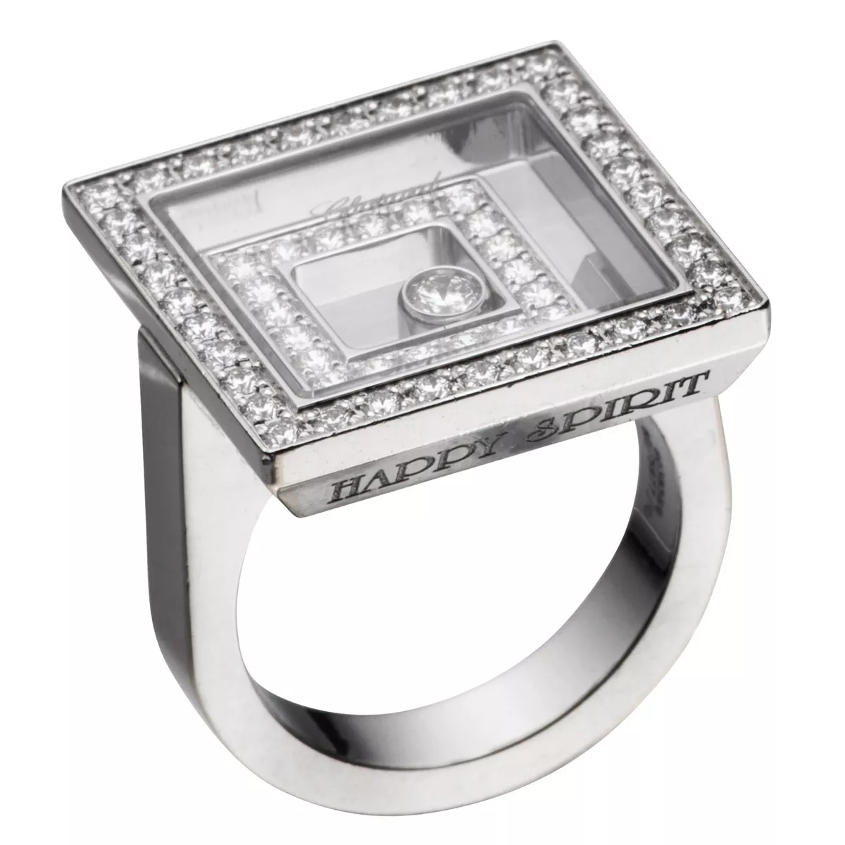 Chopard Happy Spirit 18 Karat White Gold Pave Diamond Ring 82 5977