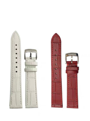15MM 18MM LEATHER WATCH STRAP BAND FOR Chopard WATCH WITH BUCKLE RED WHITE