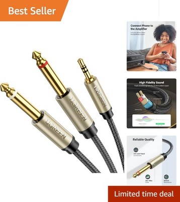 High-Fidelity 3.5mm to Dual 1/4 Splitter Cable - Braided, 6.6FT Durable Design