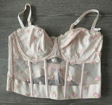 Victoria's Secret Dream Angels Pink Rosebud Embroidery Unlined Corset Size 36D