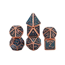Seven Seas Pirates Metal Blue and Copper Dice Set with Display Box