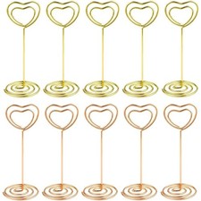 Heart Shaped Table Number Stands with Mini Wire Photo Clips for Wedding