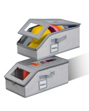 2PCS Stackable Hat Organizer for Baseball Caps, Hat Organizer Holds up to 30 ...