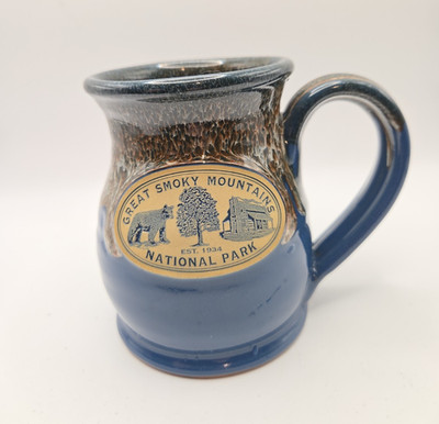 Deneen Pottery 2017 Blue Mug Great Smoky Mountains National Park 2 tone
