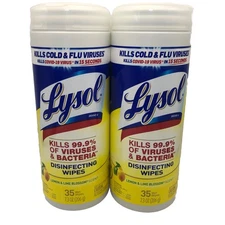 Lot of 2-LYSOL Disinfecting Wipes lemon & lime Blossom Scent 35 Count EACH