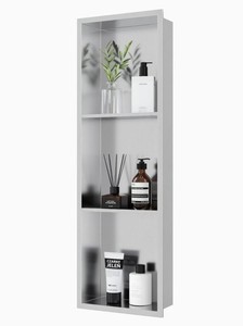 Qeke Stainless Steel Shower Niche 12" X 36", Bathroom Wall Niche Three-Tier....
