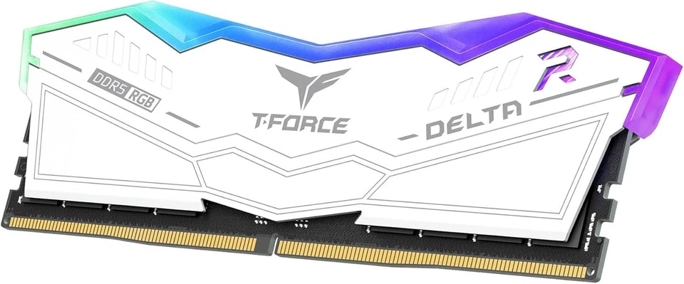 T-Force Delta RGB 32GB (2 x 16GB) DDR5 6400 MT/s CL38 Desktop RAM EXPO XMP White - Image 1 of 3
