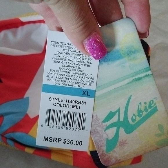 Top de natación de bikini Hobie bandeau naranja floral Bloomy Daze para mujer, talla XL Foto 3 de 4