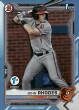 2021 Bowman Draft 1st Edition #BD-80 John Rhodes BAL Orioles Sky Blue Foil