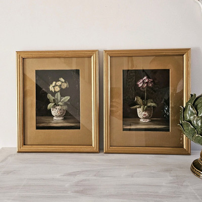 Fabrice de Villeneuve Floral Primel Prints Gilded Framed Botanical Vase Pivoine