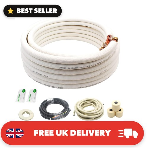 25 Ft Mini Split Line Set Air Conditioner Tubing Pipes Extension Set 1/4+3/8