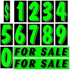 Vinyl Number and Decals 13 Dozen Car Lot Windshield Pricing Stickers Green 2 