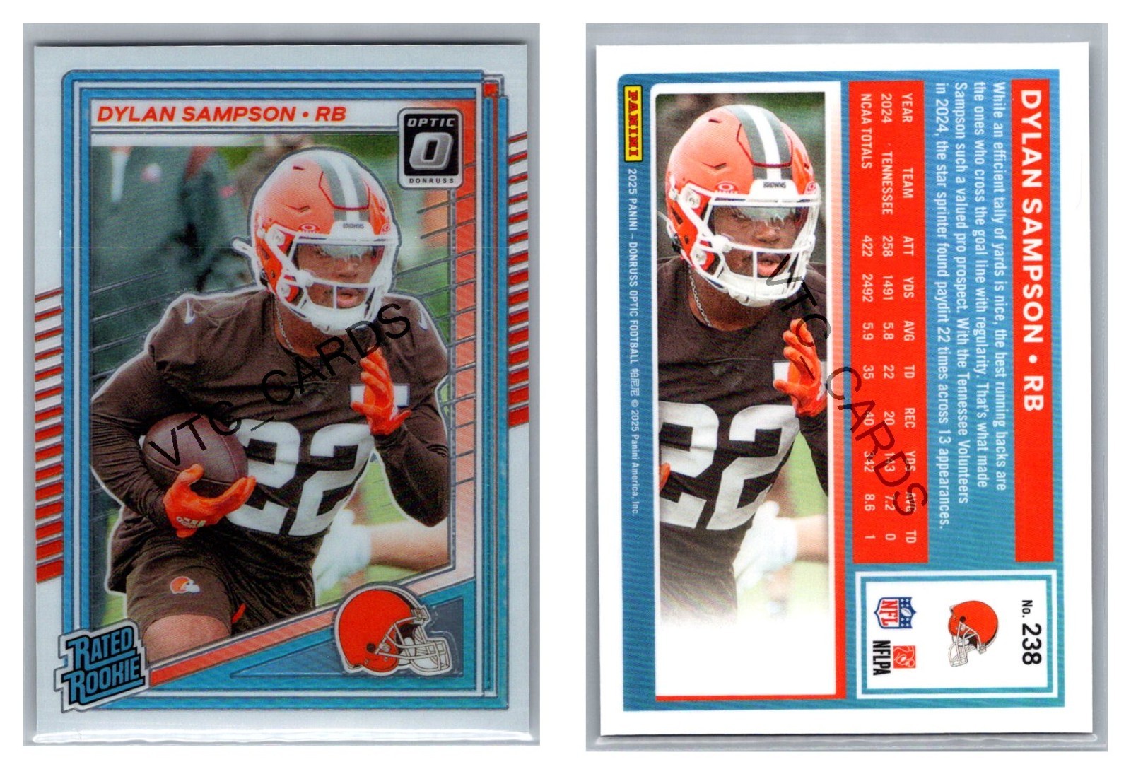 Dylan Sampson Rated Rookie 2025 Panini Donruss Optic #238 Cleveland Browns RB