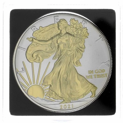 1 Unze Silber / Feinsilber Gildet - 1 $ USA 2021 Walking Liberty American Eagle - Bild 1 von 2