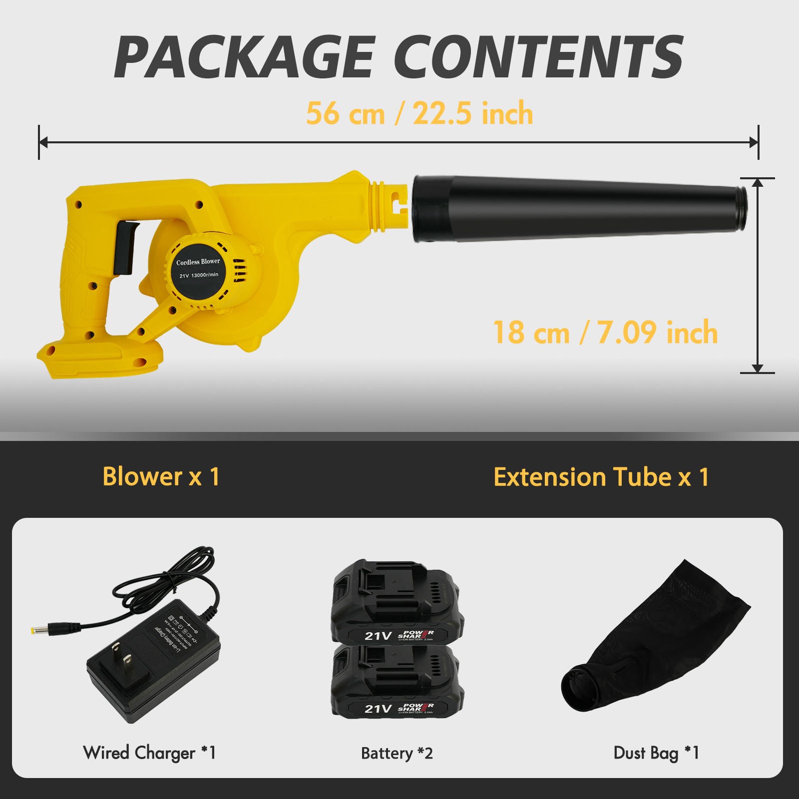 350CFM Cordless Leaf Blower&Vacuum Handheld Electric Leaf Blower 2*2.0ah Battery
