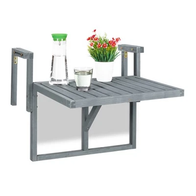 Table de balcon pliable léger table suspendue pour balcon bois de sapin 20 kg - Photo 1/4