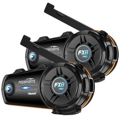 Fodsports FX8 PRO Motorcycle Bluetooth Intercom, 10-Rider Group Helmet Commun...
