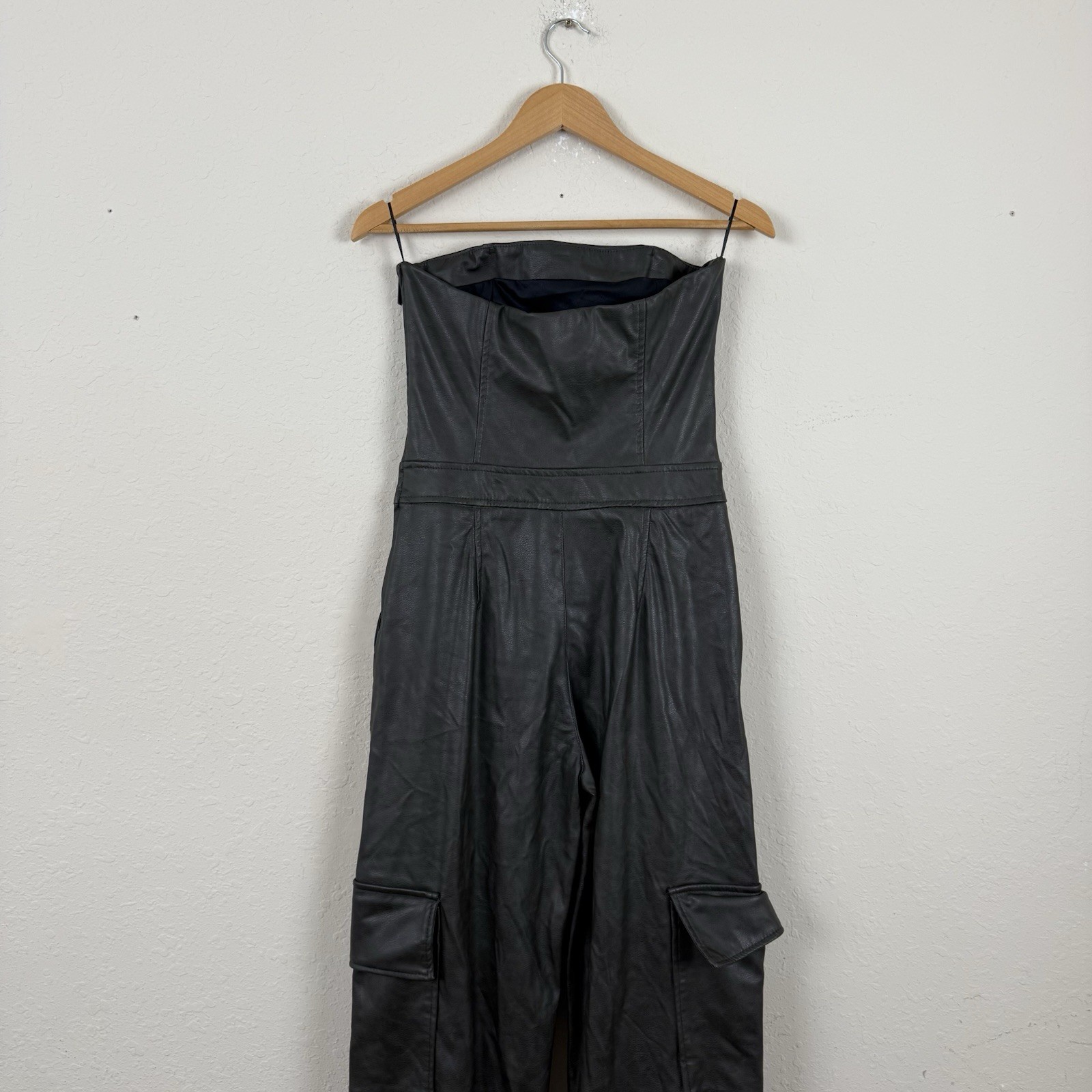 Zara Faux Leather Strapless Jumpsuit Size Small image 5