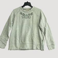 Soft Surroundings Women's PS Green/ Grey Sweatshirt Cutout Floral P0448