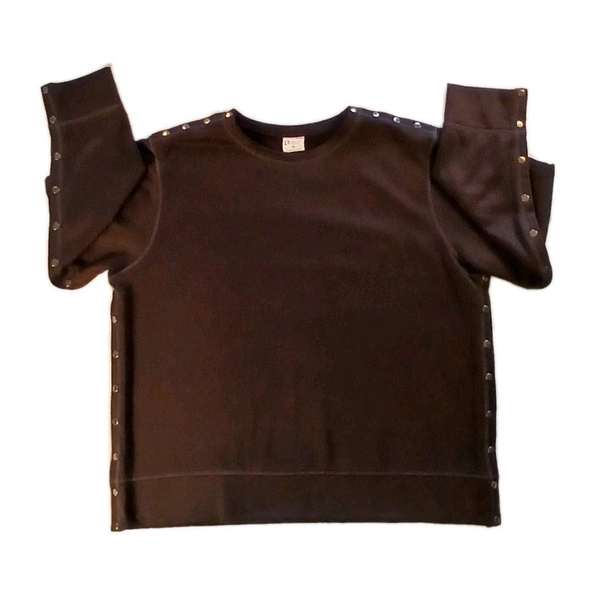 Renova Medical Wear Post Surgical Shirt Black L Snaps At Shoulders Sides Sleeves