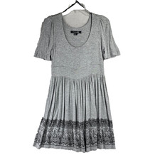 Forever 21 Juniors Gray Tribal Print A Line Dress Short Sleeve Scoop Neck SZ L