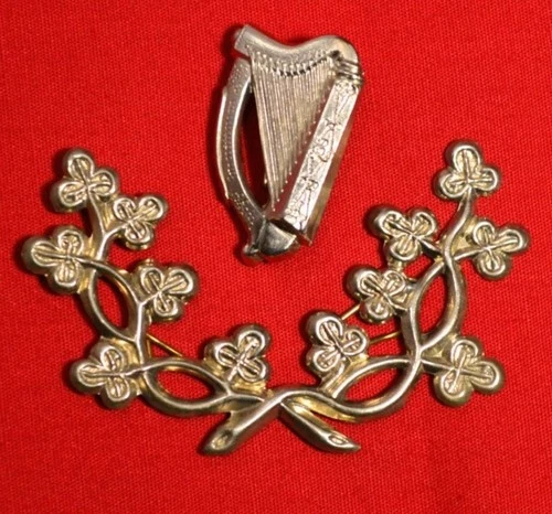 CIVIL WAR IRISH Thistle & Brian Boru Harp INSIGNIAS Nickel Silver VERSION 1