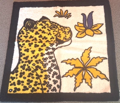 HERMES SERVIETTE A MAIN LEOPARD ORANGE BLANCHE NEUVE en coton 43x42cm - Photo 1/4