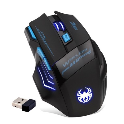 zelotes Wireless Mouse,4 Adjustable DPI,7 Buttons,Ergonomic Black 