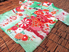 Vintage Kimono Remake Aloha Shirt M Silk Handmade Japan Haori Fabric 804 NEW