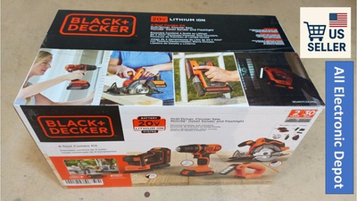 #ad New BlackDecker 20V Max 4 tool Kit 2 Battery Charger Drill Circular saw Sander $99.95
