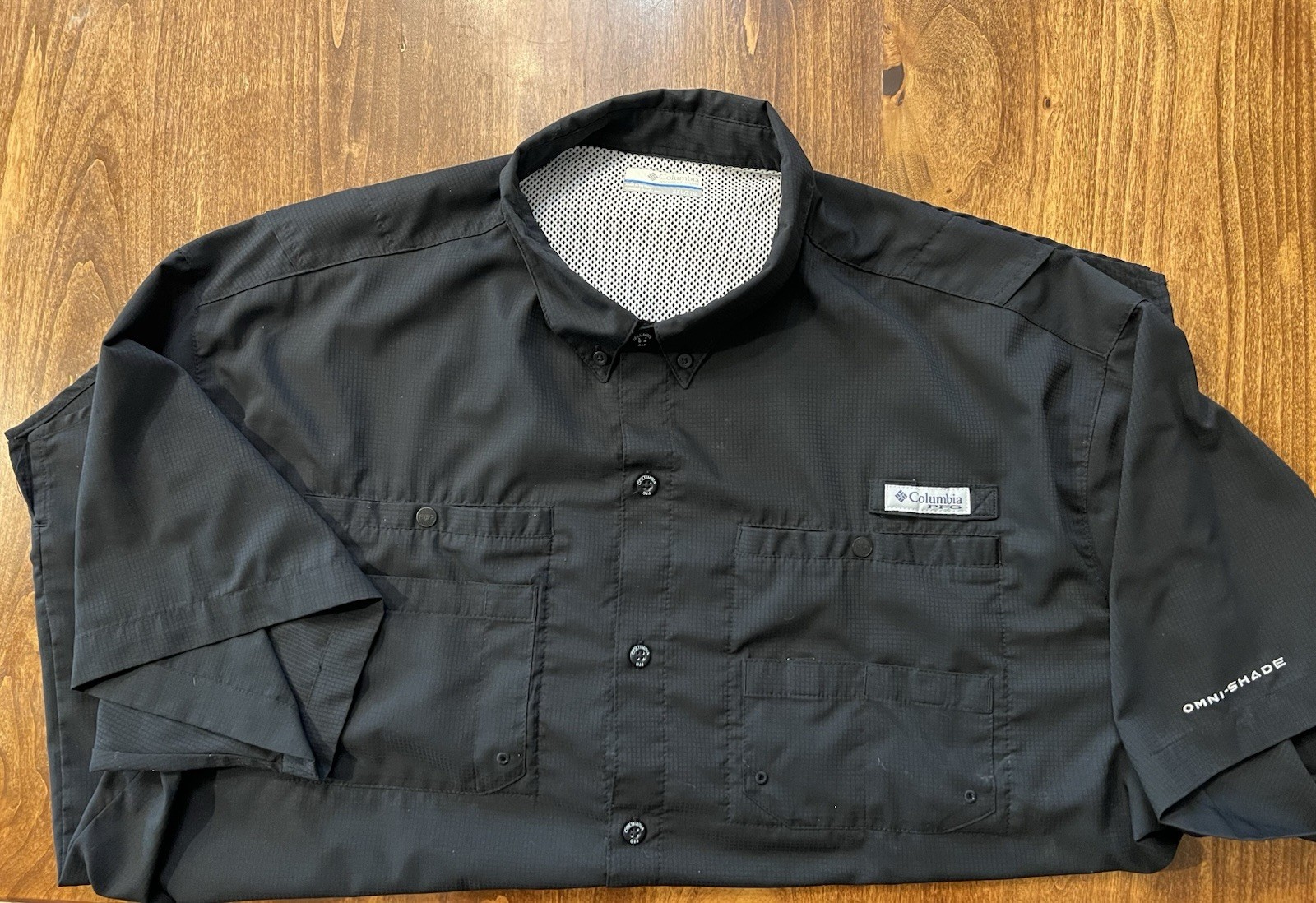 Columbia Omni-Shade Black Button Up Shirt Mens XXL Fishing Hiking Vented