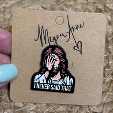 Jesus  I Never Said That  Face Palm Enamel Lapel Pin Brooch Religious Gifts