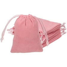 Velvet Bags with Drawstrings 4 x 5 Inch - (10 Pack, Pink)