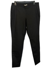 EILEEN FISHER M Black Organic Cotton Pull On Tapered Office Travel Dress Pants