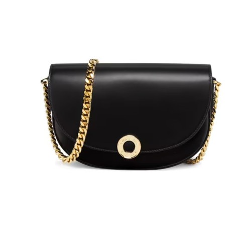 Burberry Claudinne Black Leather Chain Shoulder Bag Gold Hardware New Auth