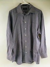 Nautica Shirt Men's Size 16.5 34/35 Blue Brown Plaid Check Button Up Long Sleeve