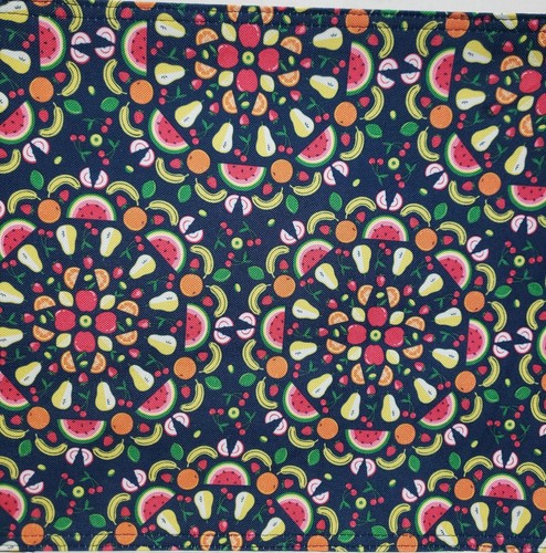 2 Same Fabric Reversible Printed Placemats (13"x19") FRUITS MEDALLIONS, Pavilion - Picture 5 of 17