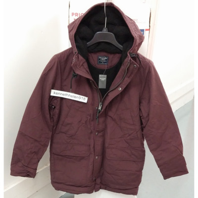ABERCROMBIE & FITCH SHERPA COTTON PARKA JACKET COAT BURGUNDY ABERCROMBIE & FITCH SHERPA COTTON PARKA JACKET COAT BURGUNDY