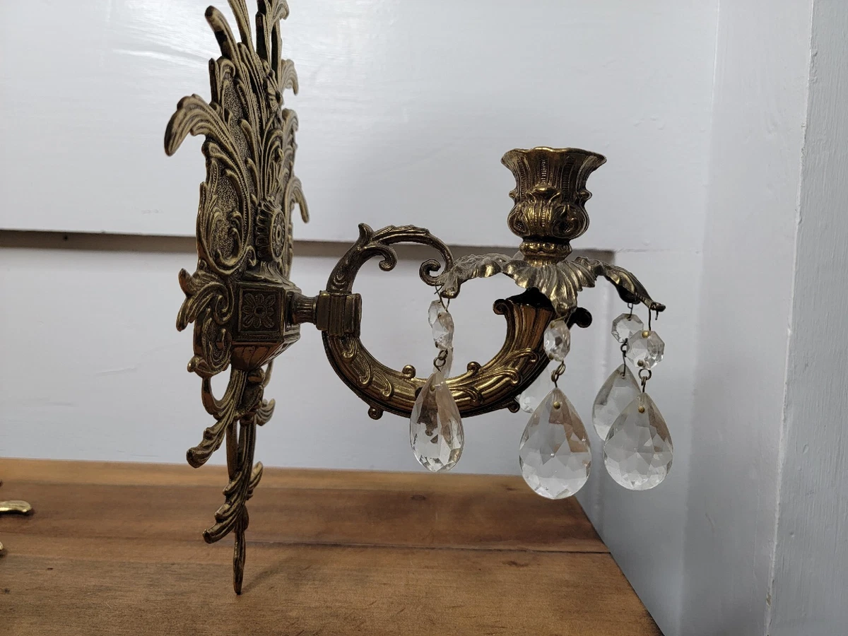 Brass crystal wall sconce deals