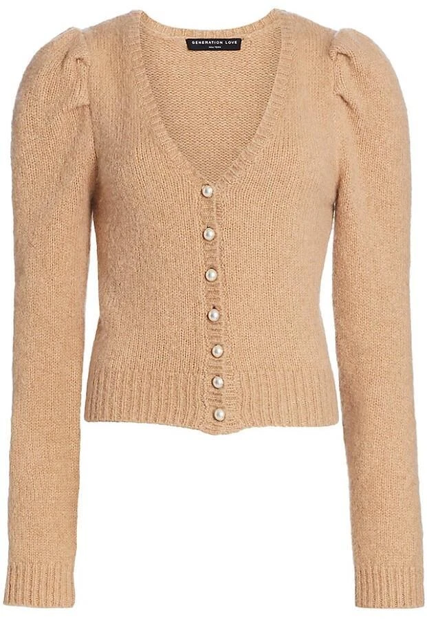 NWOT Generation Love Taupe Jayleen Pearl Button Cardigan Sweater