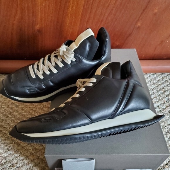 NIB RICK OWENS Maximal Runner Leather Black Pearl Perf Low