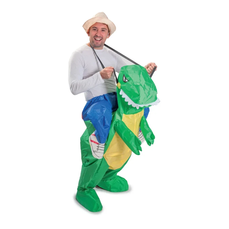 Disfraz Inflable Dinosaurio T-Rex Divertido Vestir Batería Adultos Novedad despedida de soltero Foto 2 de 4